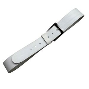 Vintage Hickok White Leather Belt Silver Buckle Minimalist Quiet Luxury Chic 36